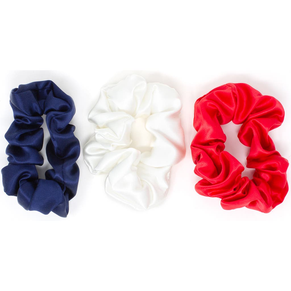 Blissy 3-pack Silk Scrunchies In Red/white/blue