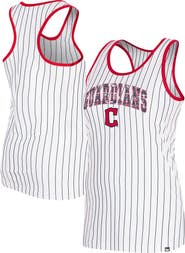 New Era Women's New Era White Cleveland Guardians Sequin Pinstripe Racerback Tank Top