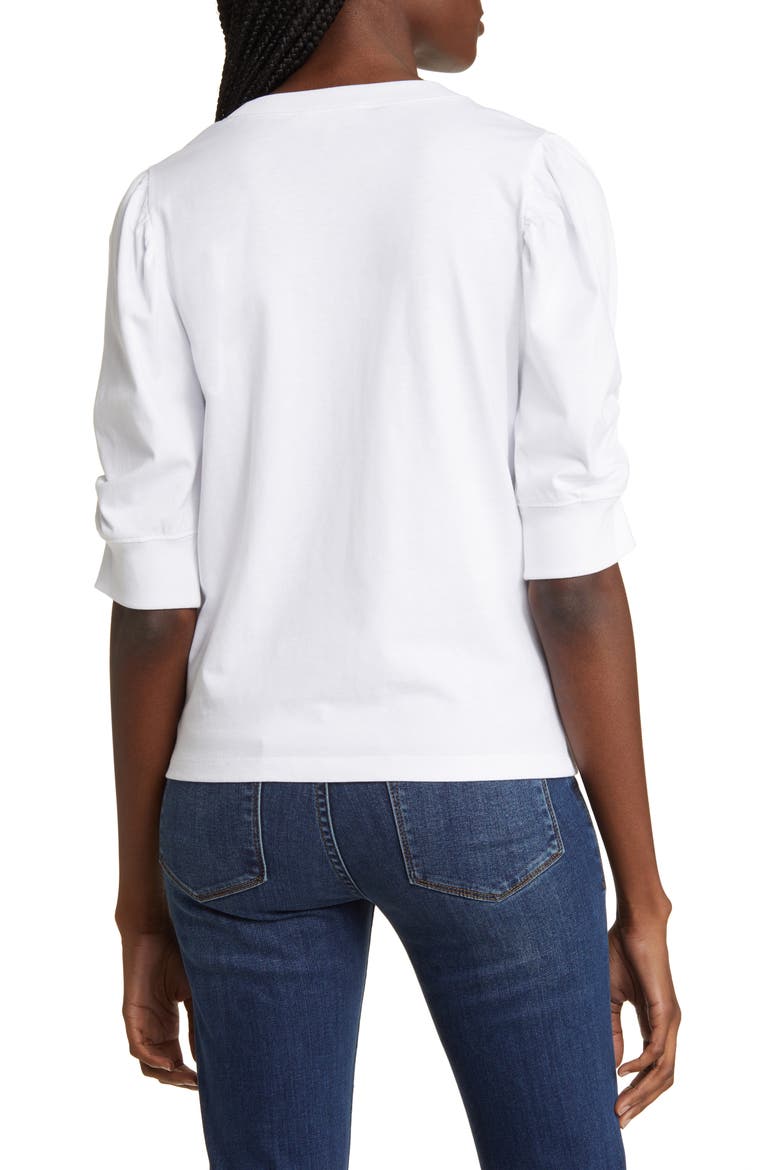 Frankie Puff Sleeve Organic Cotton Knit Top, Alternate, color, BLANC