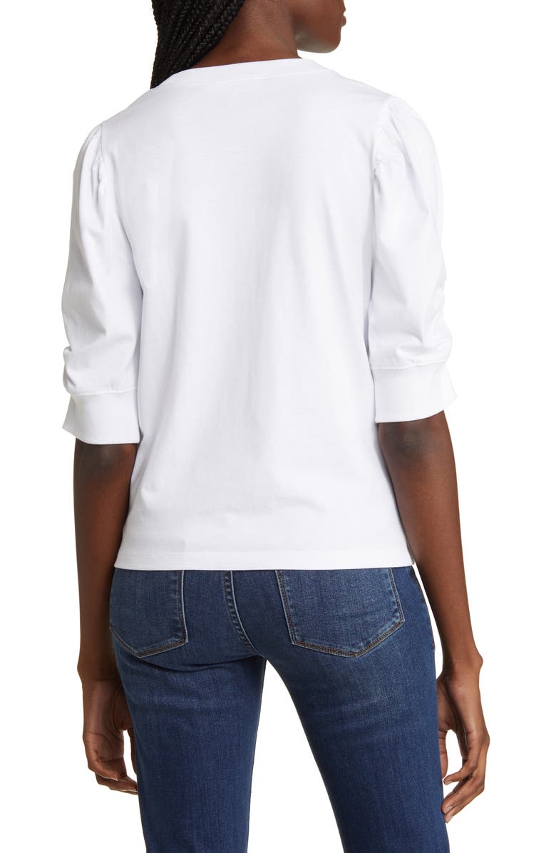 FRAME Frankie Puff Sleeve Organic Cotton Knit Top, Alternate, color, Blanc