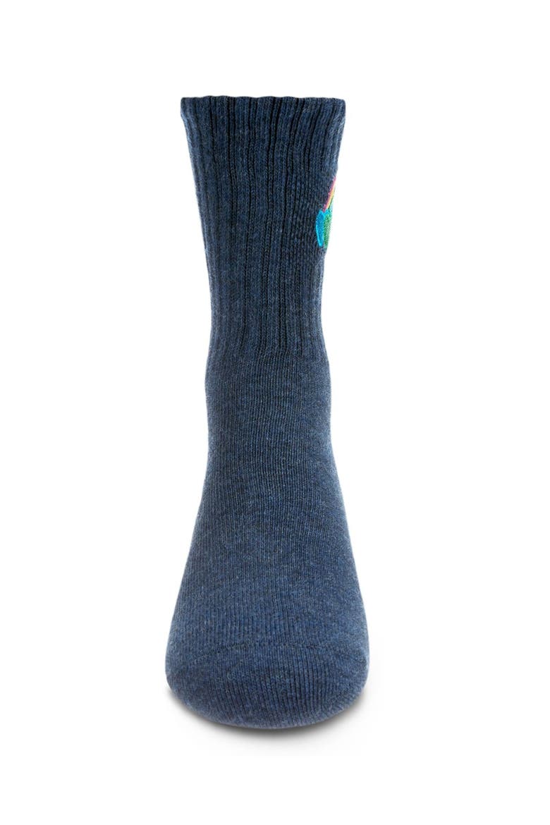 Rainbow Patch Kids Crew Sock, Alternate, color, Med Denim Heather