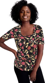 Jessica London Stretch Cotton Square Neck Tee