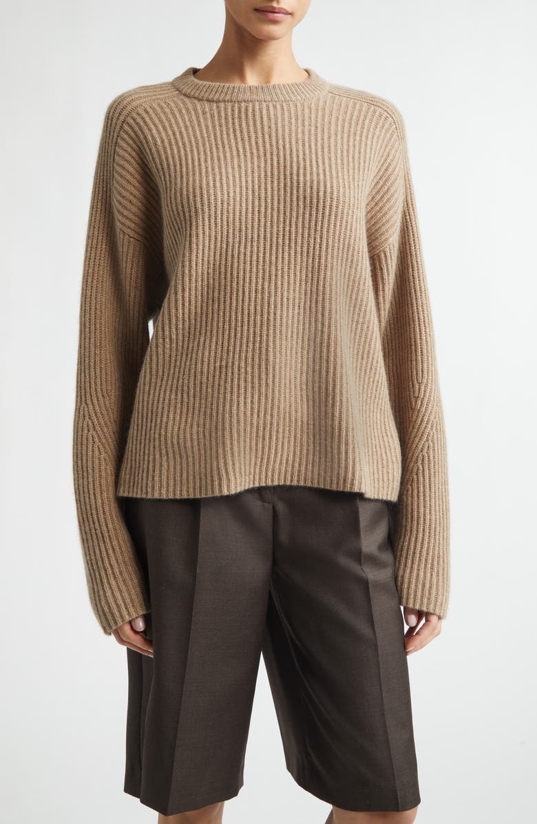 LOULOU DE SAISON Axel Cashmere Crewneck Sweater, Main, color, Taupe Melange