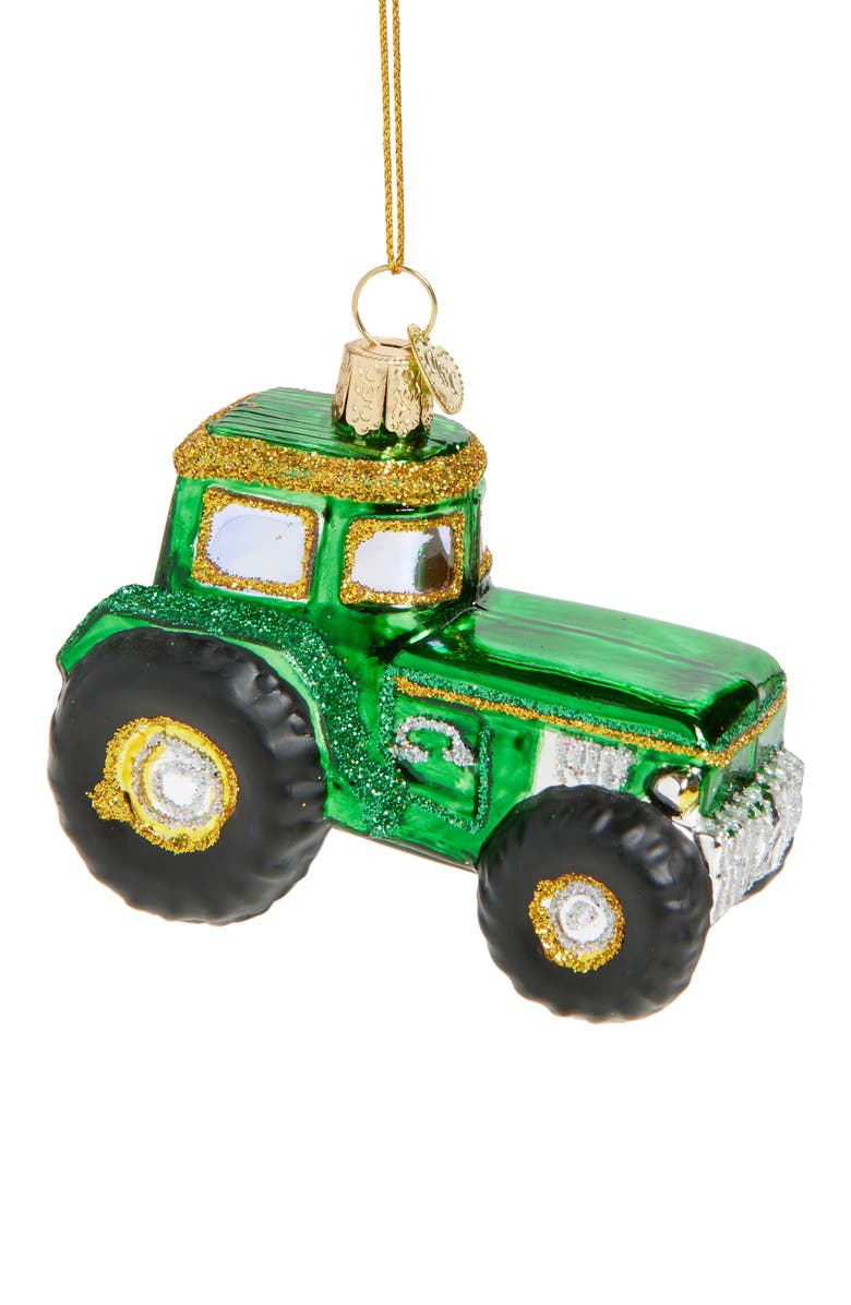 Old World Christmas Tractor Glass Ornament, Main, color, Green/ Gold/ Black