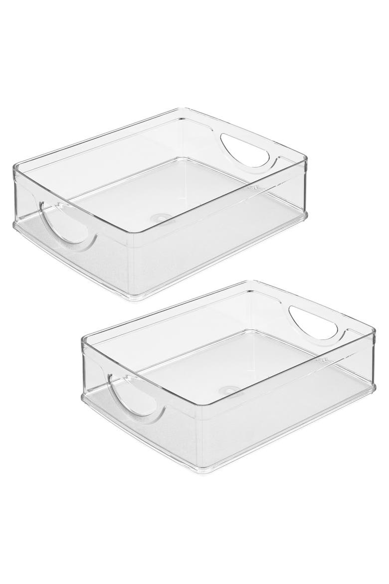 Stackable Pantry Bin with Handles - Set of 2 - Clear - Made in USA, Main, color, Clear