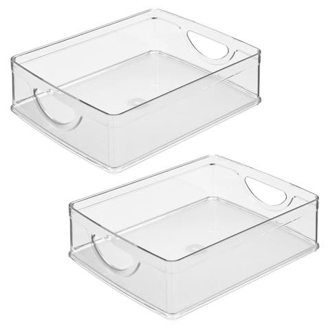 Stackable Pantry Bin with Handles - Set of 2 - Clear - Made in USA