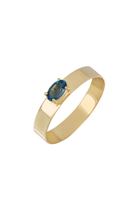 14K Yellow Gold Oval Topaz Stackable Ring
