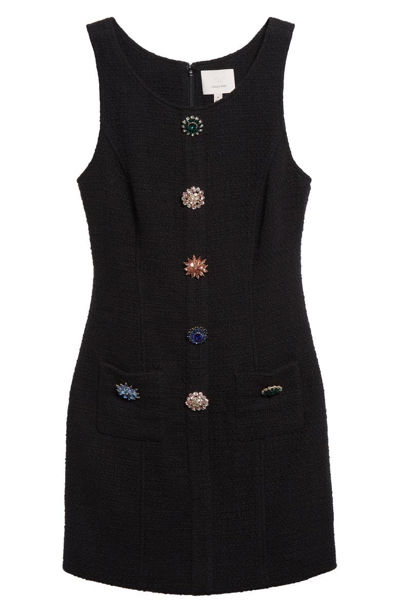 Cinq à Sept Randi Crystal Button Cotton Tweed Sheath Dress, Alternate, color, 
