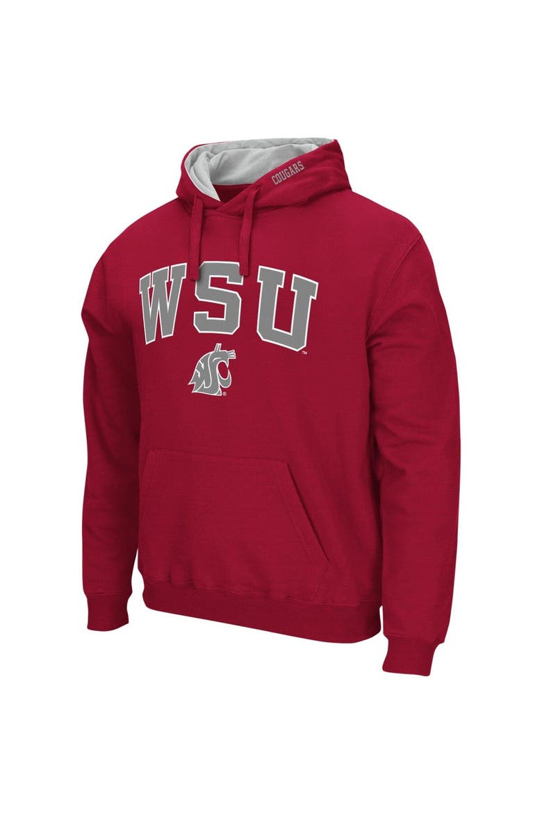 Men's Colosseum Crimson Washington State Cougars Arch & Logo 3.0 Pullover Hoodie, Alternate, color, Crimson