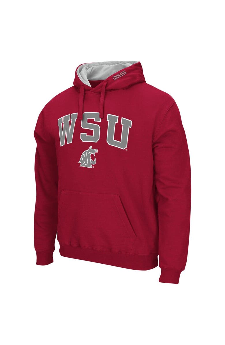 COLOSSEUM Men's Colosseum Crimson Washington State Cougars Arch & Logo 3.0 Pullover Hoodie, Alternate, color, Crimson