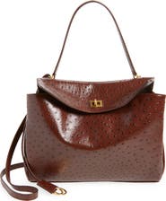 Balenciaga Rodeo Ostrich Embossed Leather Top Handle Bag