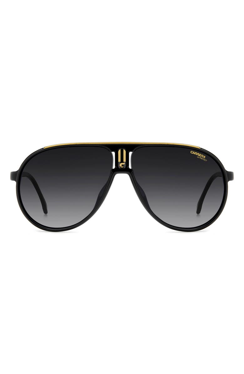 Carrera Eyewear Champion 62mm Oversize Gradient Pilot Sunglasses, Main, color, Black Gold/ Dark Grey Sf