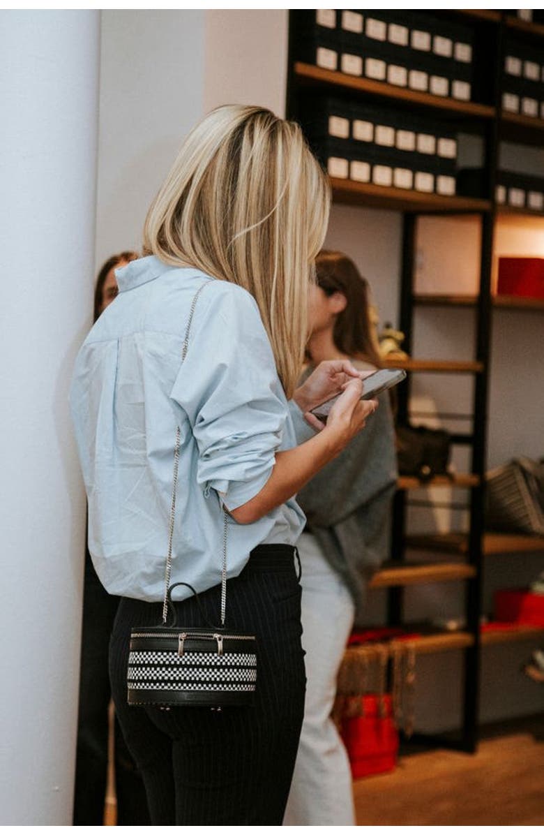 Amambaih Trousse a maquillage Mini Vanity Cross Body Bag, Alternate, color, Ivory Black