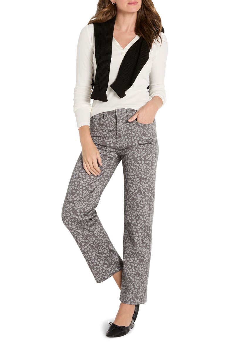 Recess Leopard Print Straight Leg Ankle Jeans, Alternate, color, GREY MULTI