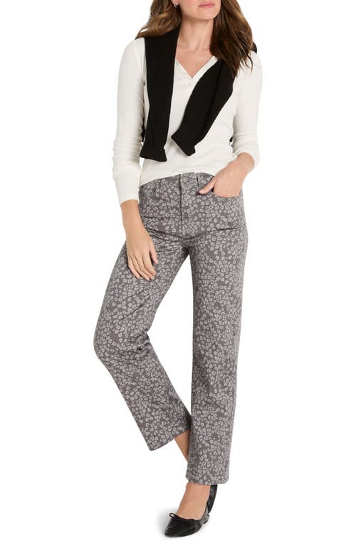 Nic + Zoe Nic+zoe Recess Leopard Print Straight Leg Ankle Jeans In Gray