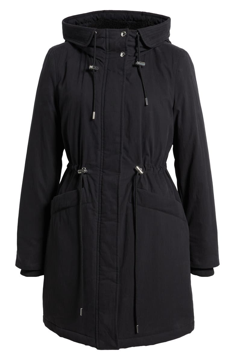 Sam Edelman Faux Shearling Lined Anorak, Alternate, color, Black