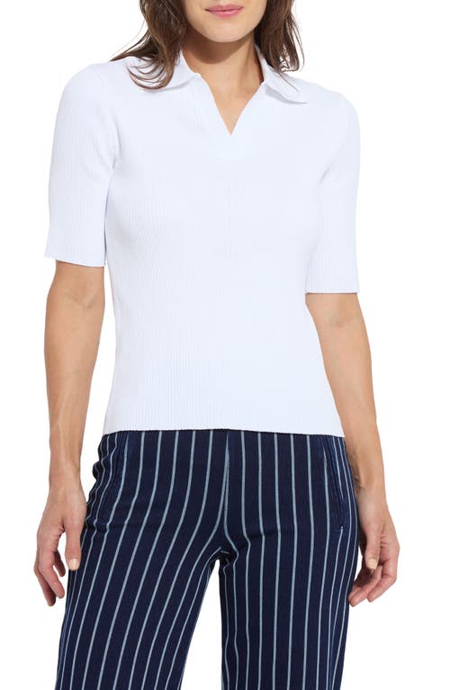 Lyssé Kenzie Ribbed Knit Polo In White
