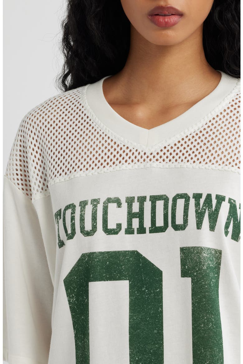 Mesh Yoke Fleece Graphic T-Shirt, Alternate, color, MARSHMALLOW