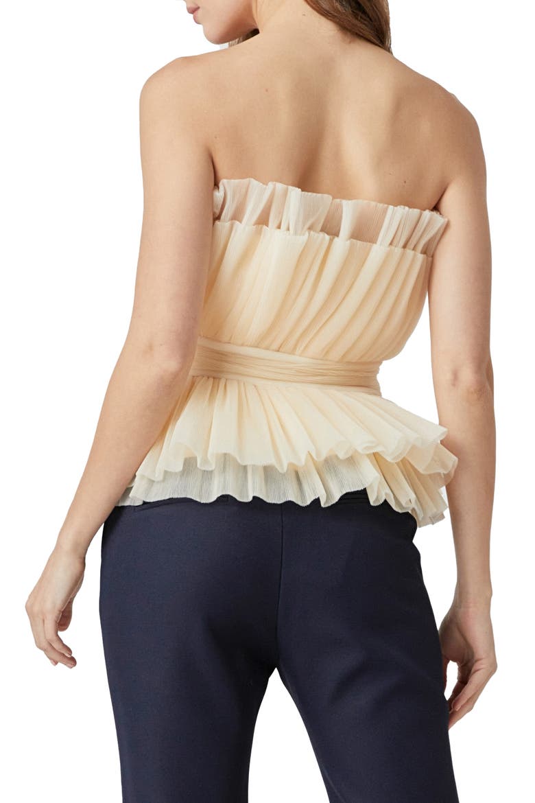 Strapless Tulle Peplum Top, Alternate, color, IVORY