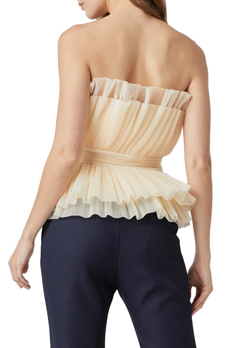 Endless Rose Strapless Tulle Peplum Top, Alternate, color, Ivory