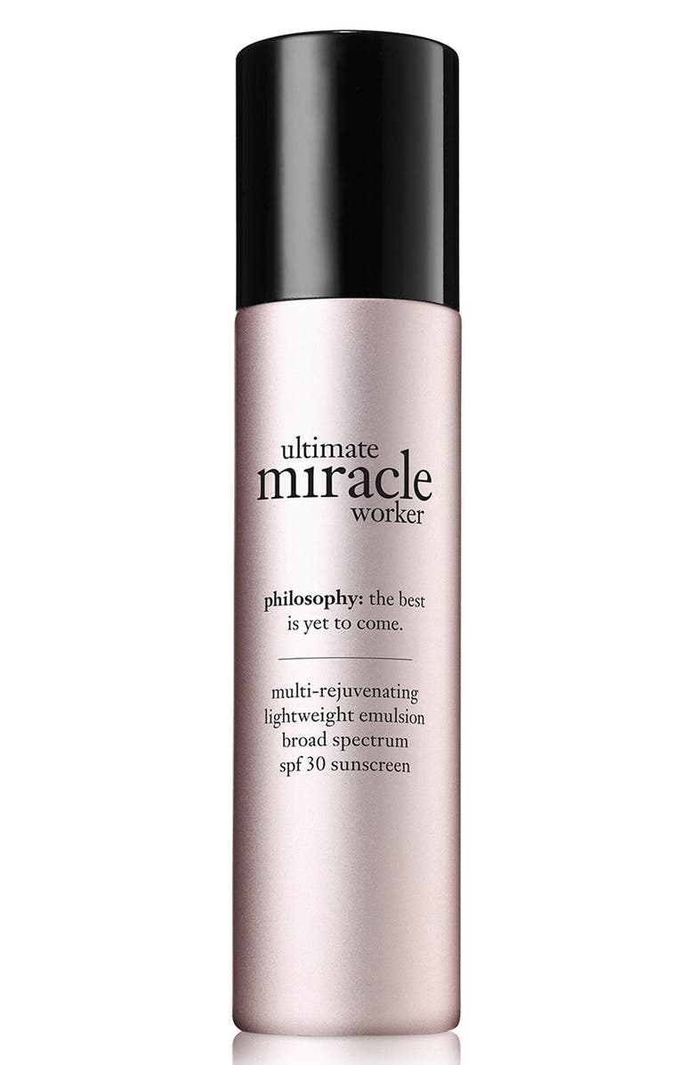 philosophy 'ultimate miracle worker' multi-rejuvenating lightweight emulsion broad spectrum SPF 30 sunscreen, Main, color,