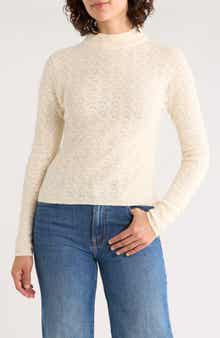 Marine Layer Lucia Pointelle Stitch Mock Neck Sweater