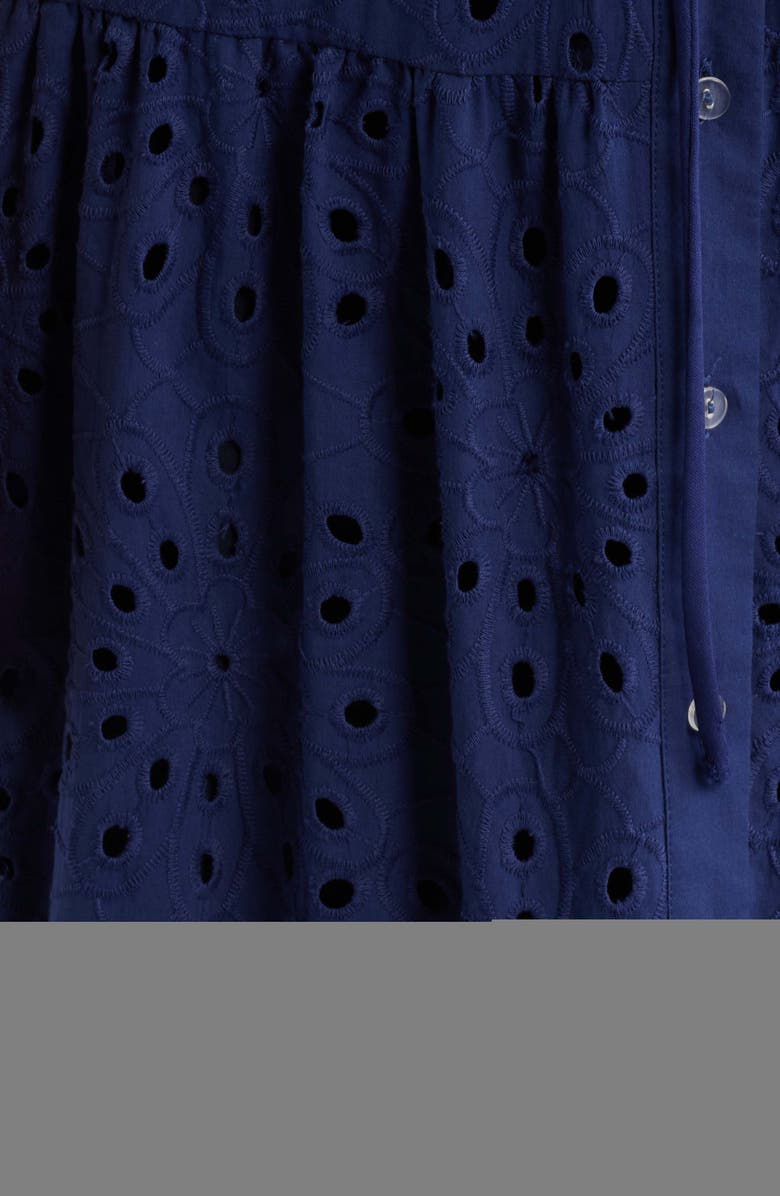 Julia Jordan Cotton Eyelet Shirtdress, Alternate, color, Navy