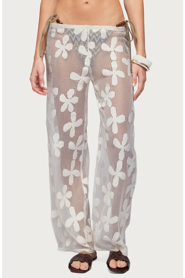 Candace Sheer Floral Cover-Up Pants, Main, color, CREAM