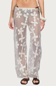 EDIKTED Candace Sheer Floral Cover-Up Pants