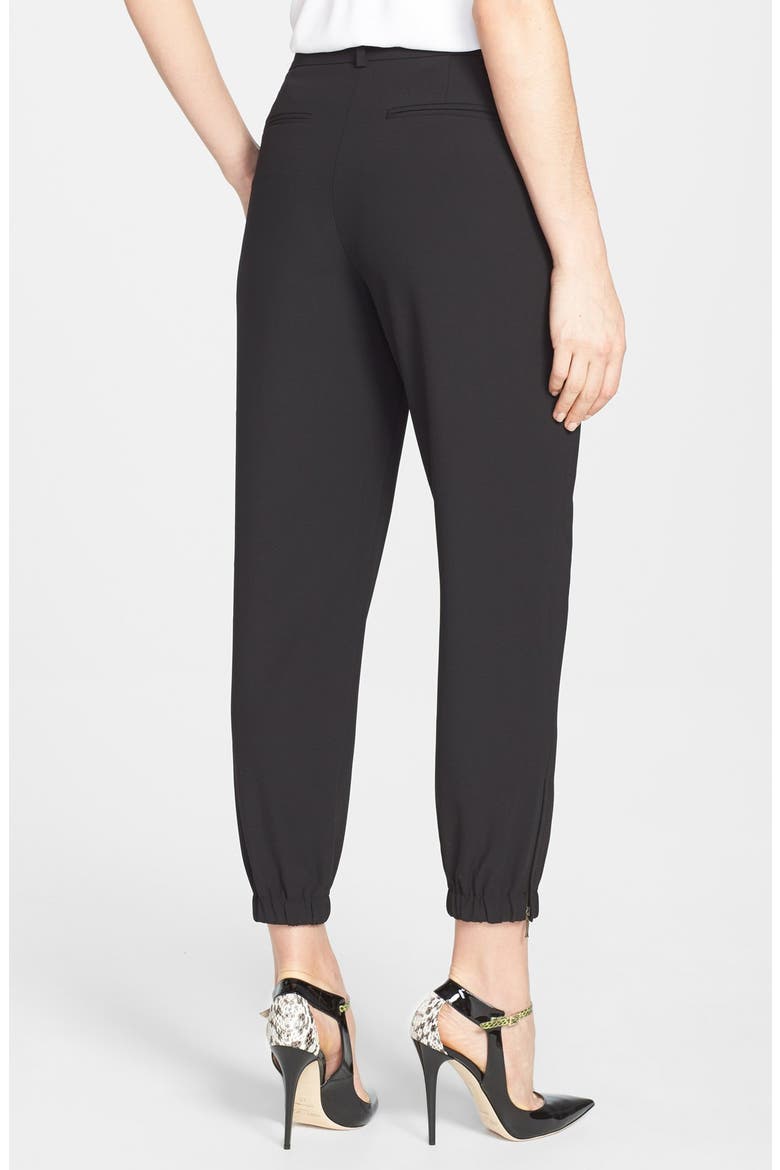 Elastic Cuff Pleated Pants, Alternate, color, BLACK