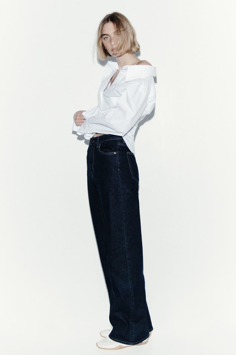 Wide High Waist Jeans, Alternate, color, Navy denim blue