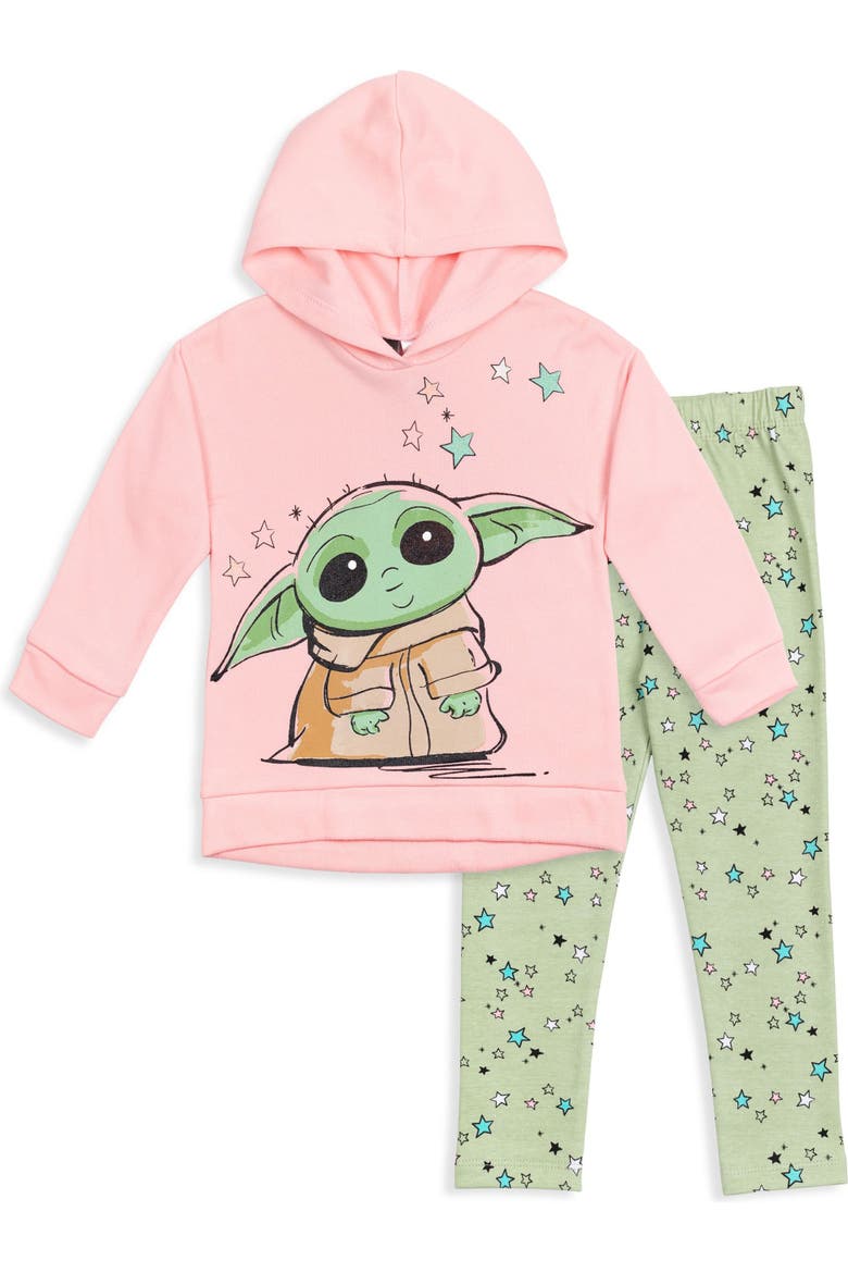 The Mandalorian Grogu Fleece Hoodie and Leggings Set, Main, color, Grogu Pink Green