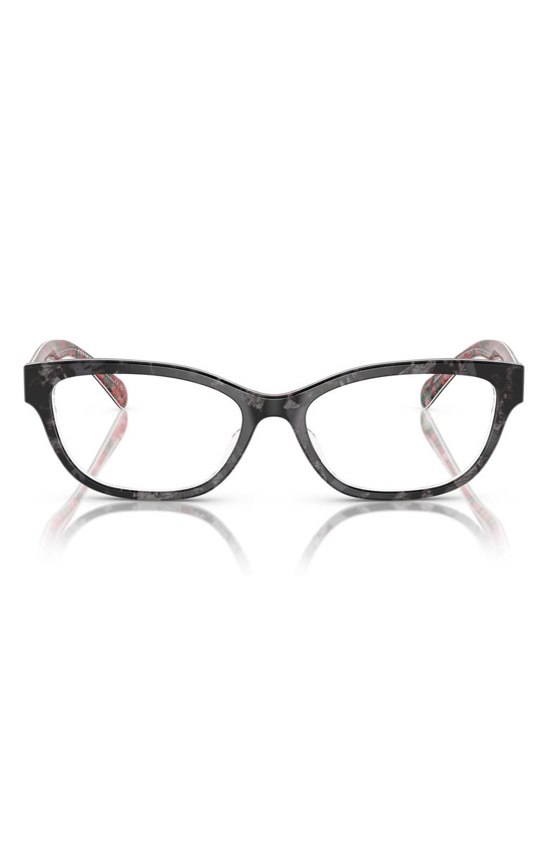 COACH 54mm Pillow Optical Glasses, Main, color, Black / Pink / Demo Lens