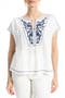 Embroidered Short Sleeve Cotton Blend Top