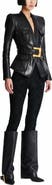 Balmain 1-Button Belted Leather Jacket