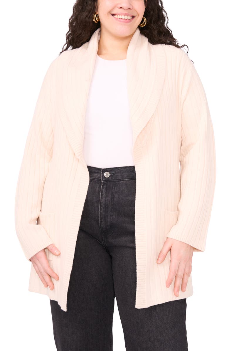 Vince Camuto Shawl Collar Belted Cardigan, Alternate, color, White Swan