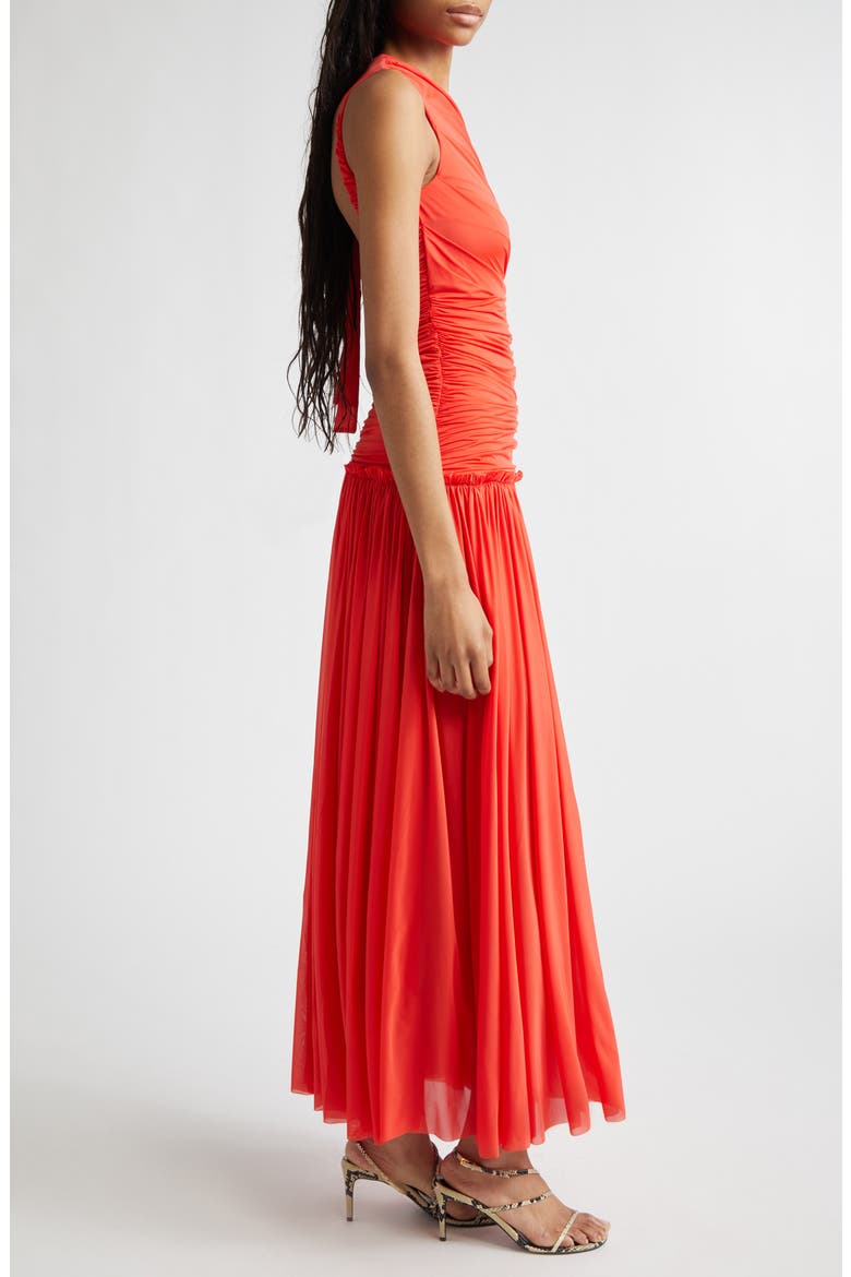Alina Gathered Open Back Jersey Dress, Alternate, color, RED