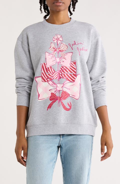 Bow Graphic Fleece Sweatshirt