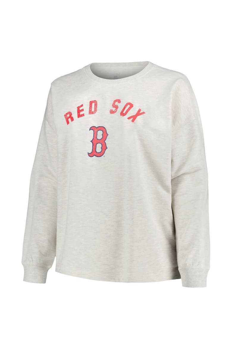 Women's Profile Oatmeal Boston Red Sox Plus Size French Terry Pullover Sweatshirt, Alternate, color, Oatmeal