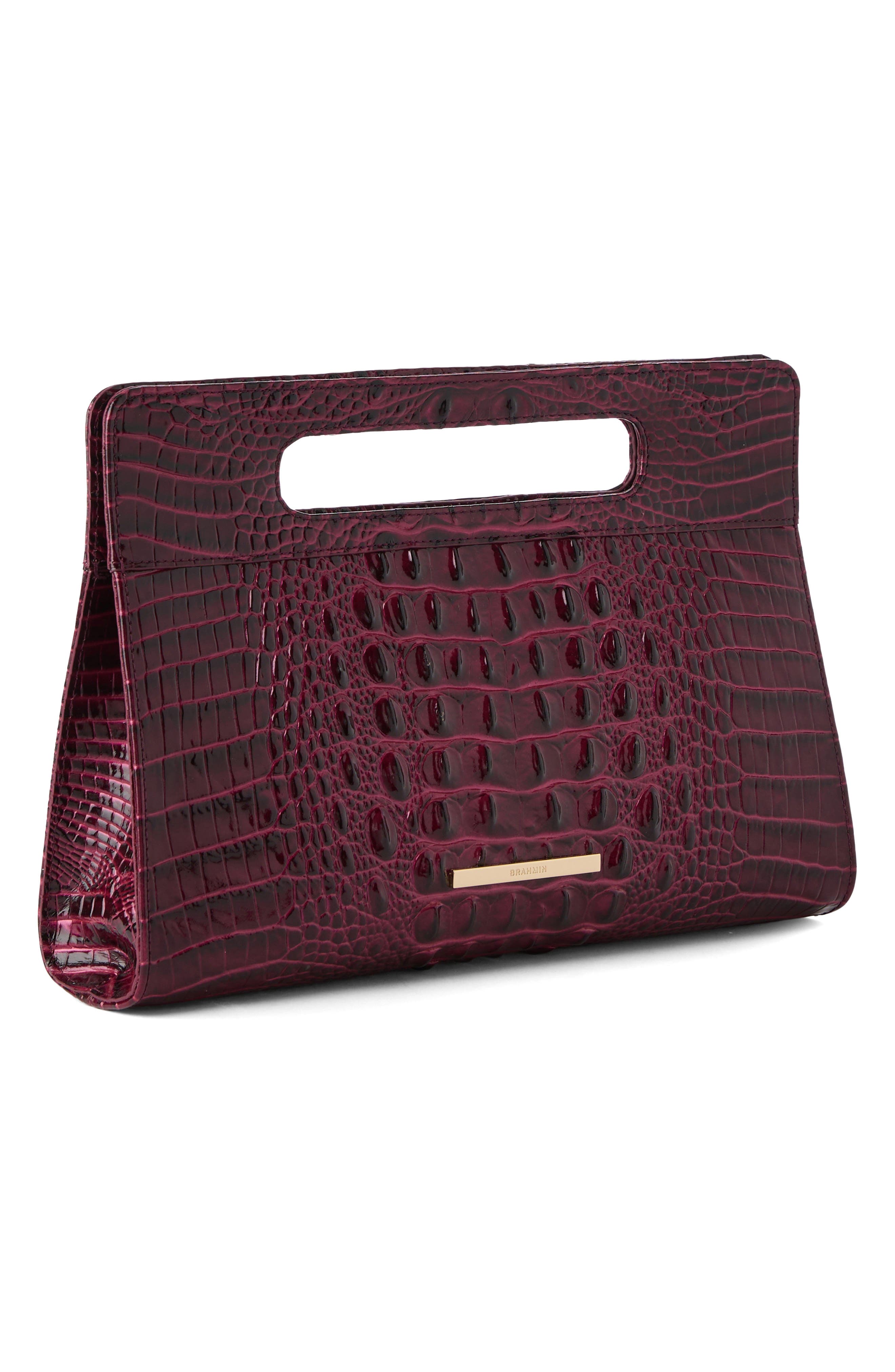 Brahmin Ravina Croc Embossed Leather Clutch, Alternate, color, 