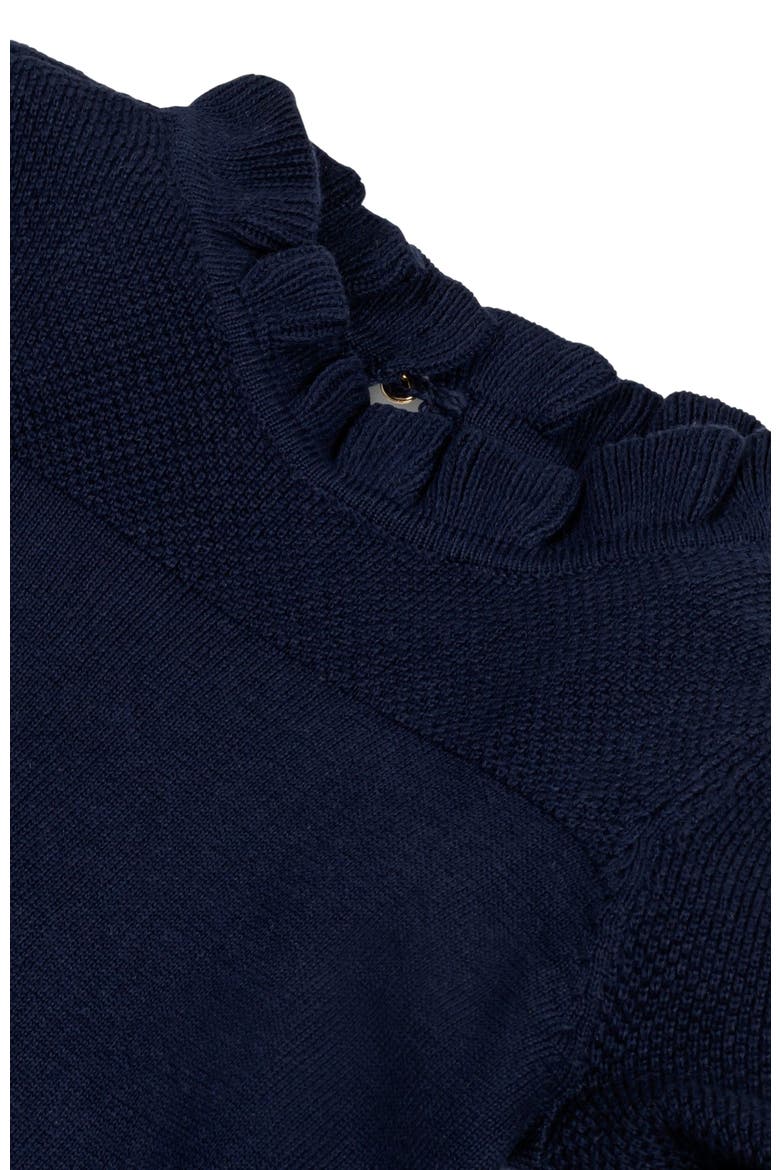 Baby Girls' Organic Ruffle Neck Sweater Dress, Infant, Alternate, color, Navy Ruffle Collar
