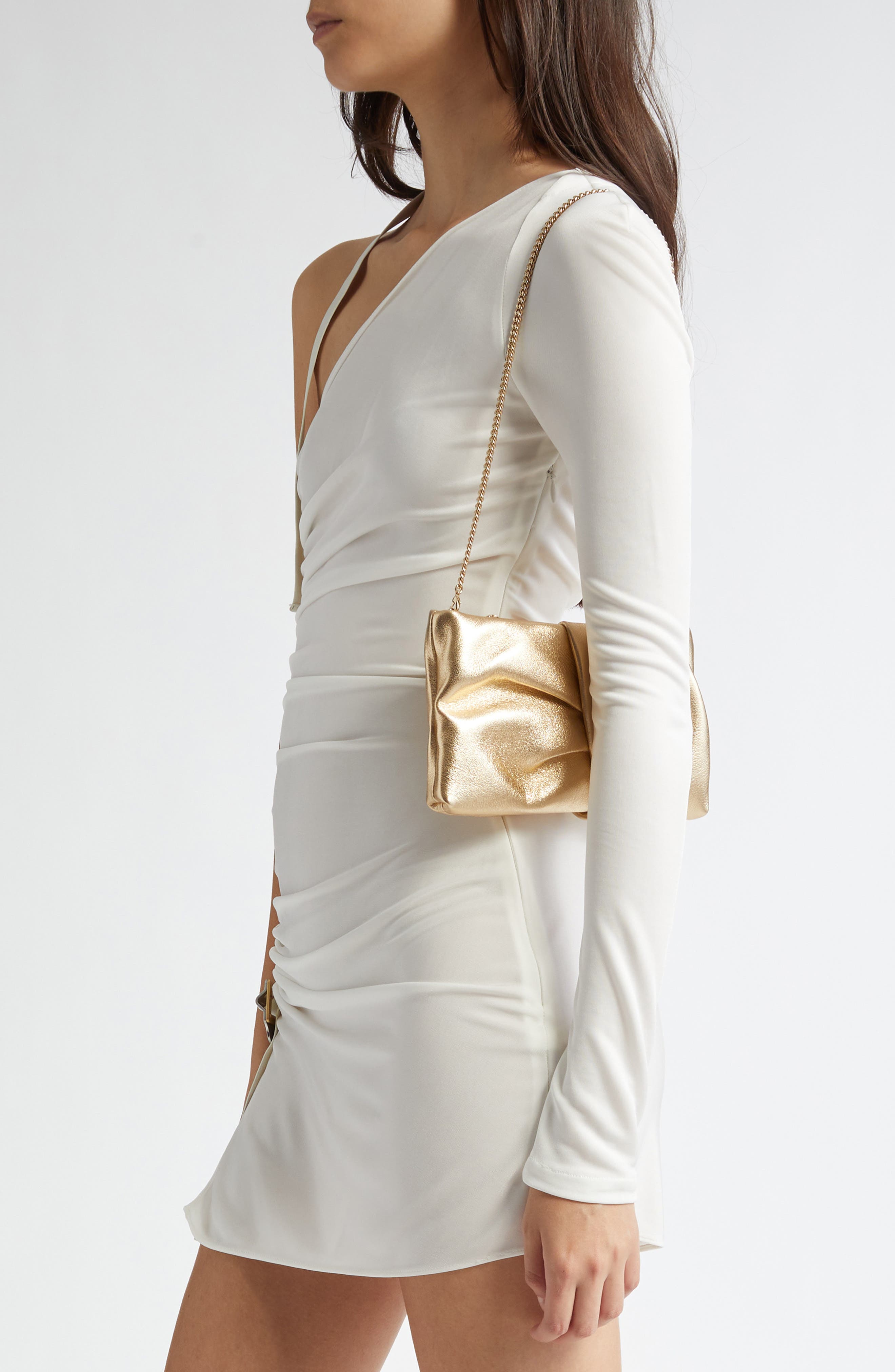 Jimmy Choo Bonny Metallic Leather Clutch, Alternate, color, Gold