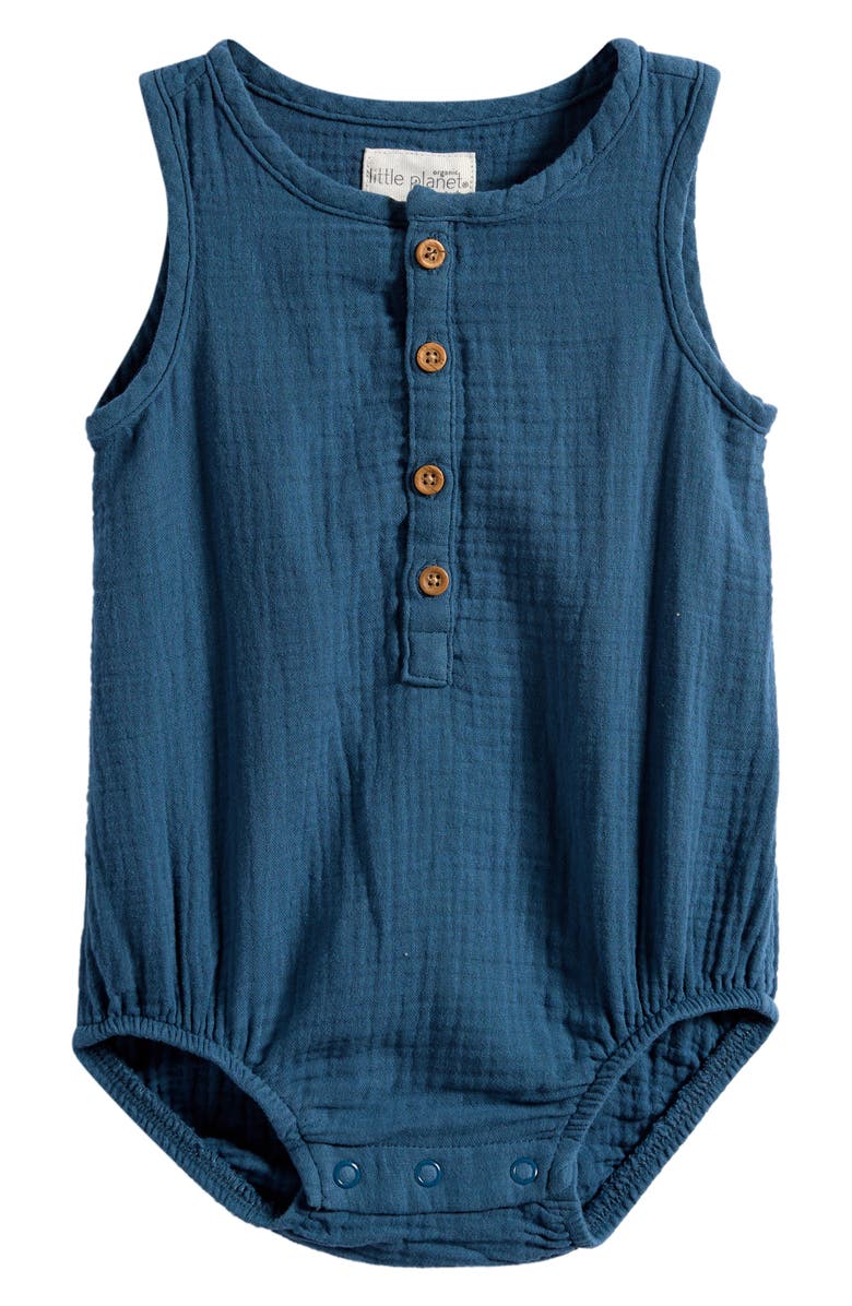 Little Planet Organic Cotton Gauze Bubble Romper, Main, color, Blue
