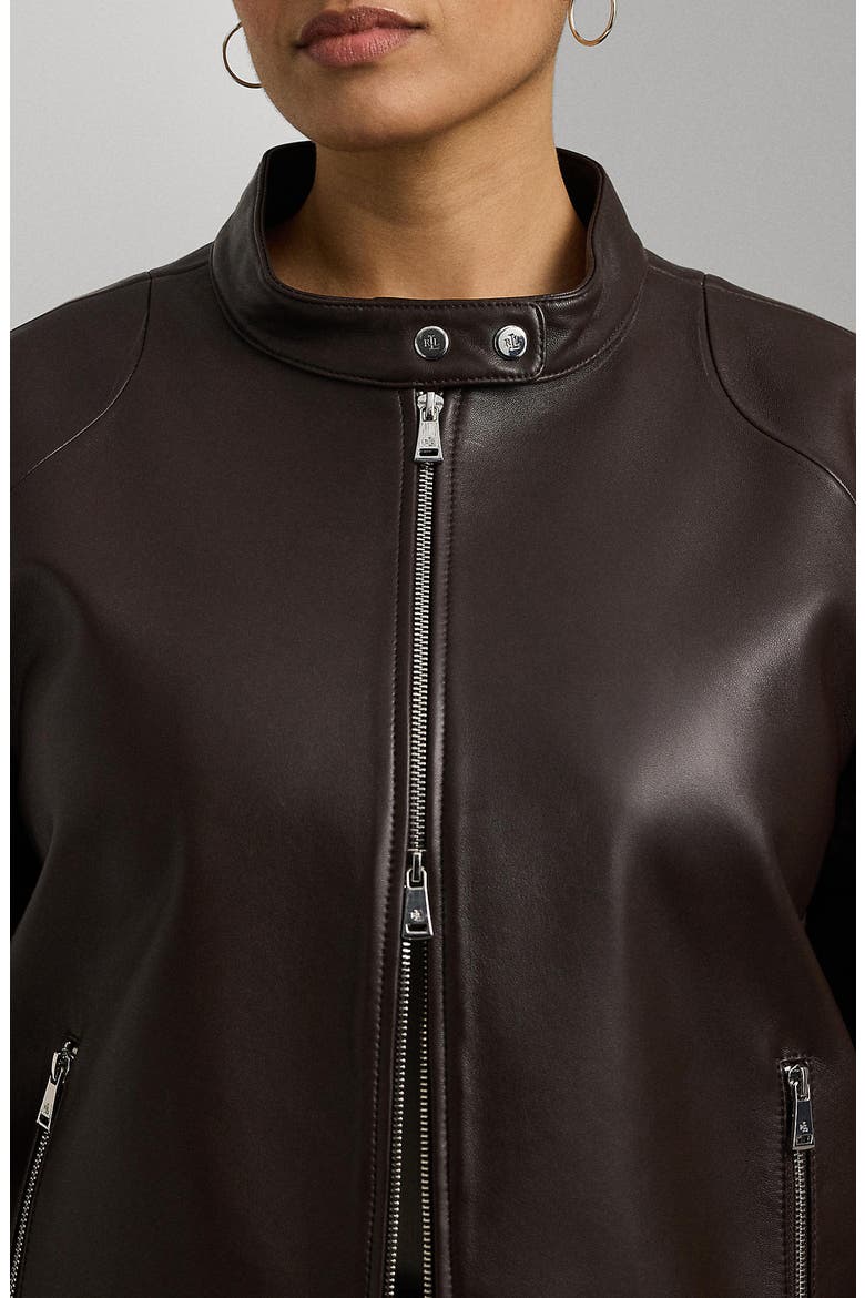 Lambskin Leather Jacket, Alternate, color, BROWN
