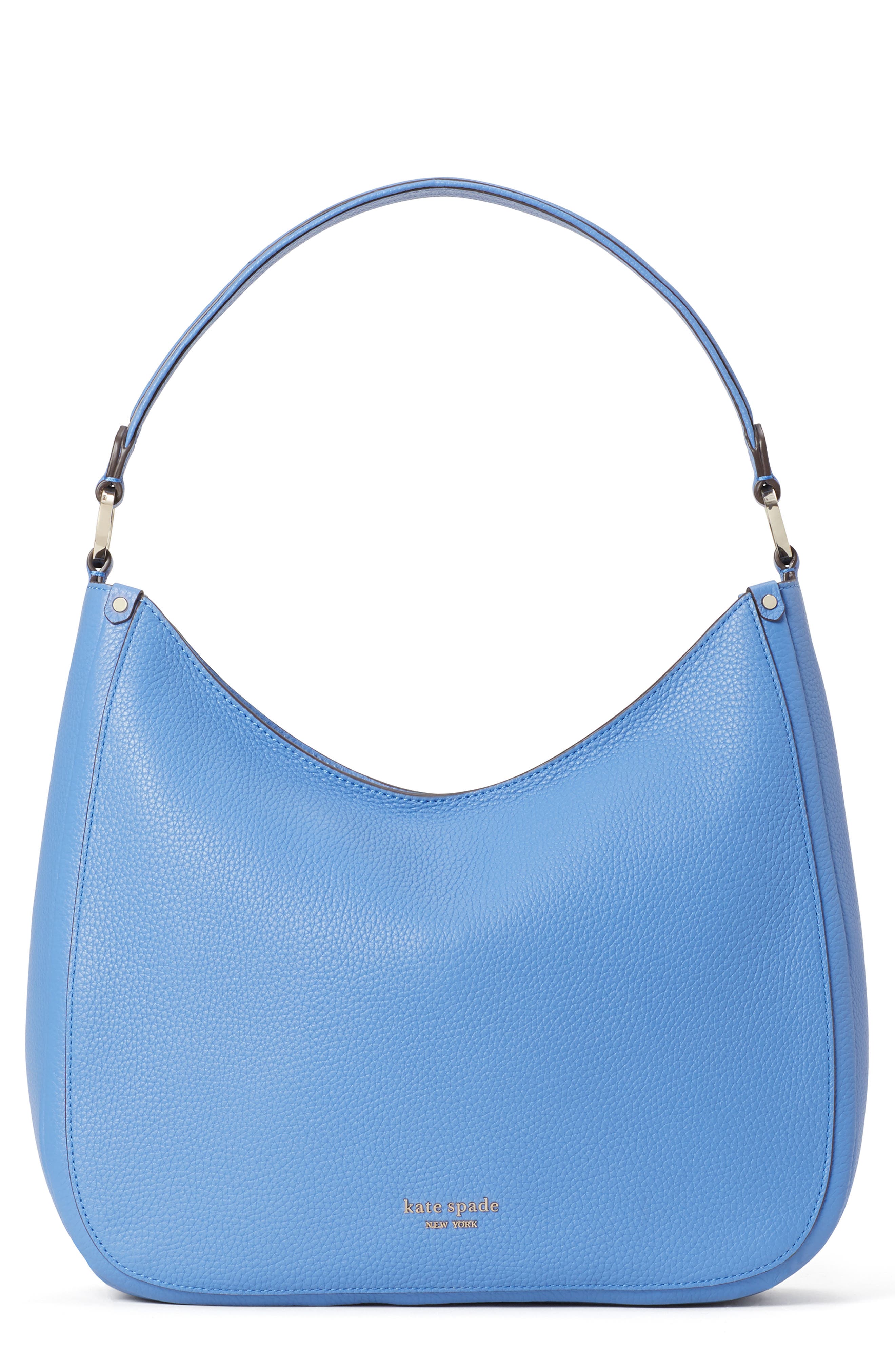 roulette large leather hobo bag, Main, color, DEEP CORNFLOWER