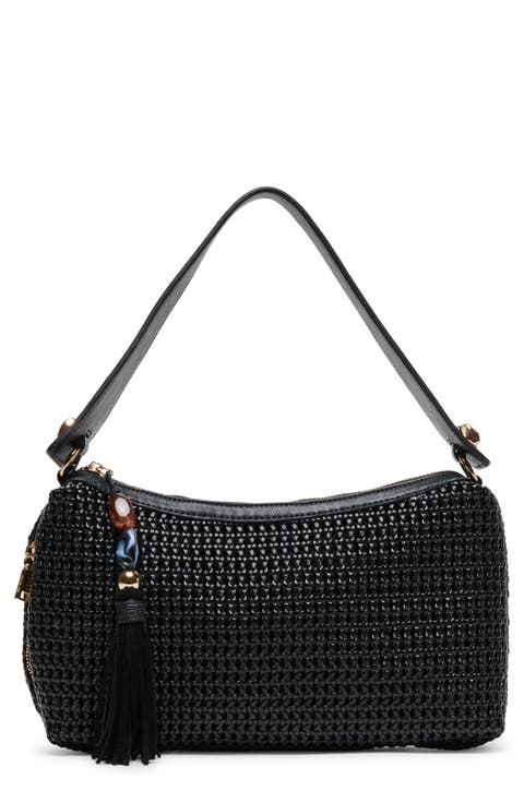 Zaria Woven Faux Leather Shoulder Bag
