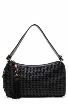 Zaria Woven Faux Leather Shoulder Bag