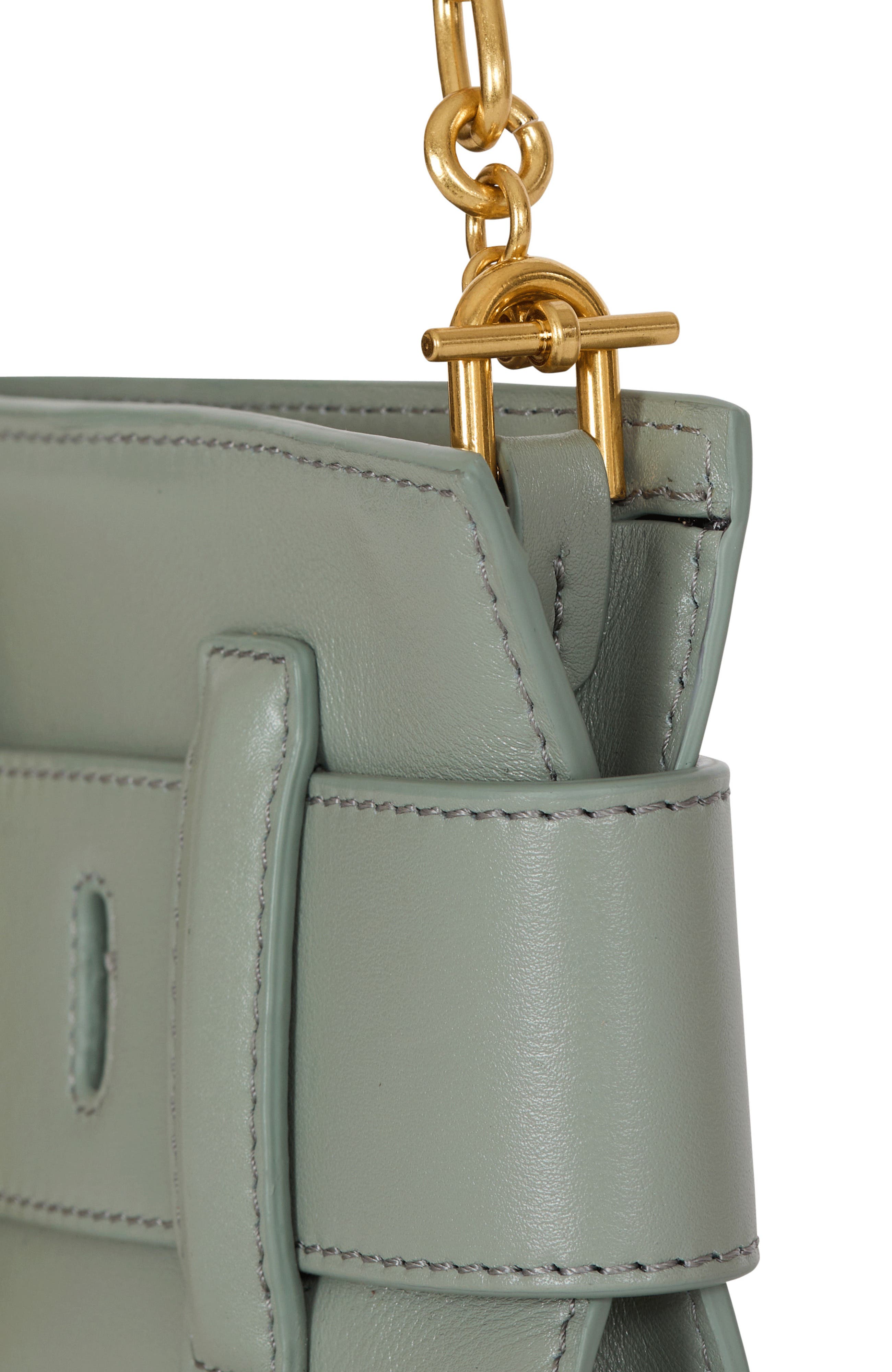 Balmain Anthem calfskin leather clutch, Alternate, color, Green