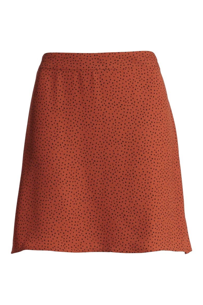 Print Mini Skater Skirt, Alternate, color, BROWN SPICE SKETCH DOT