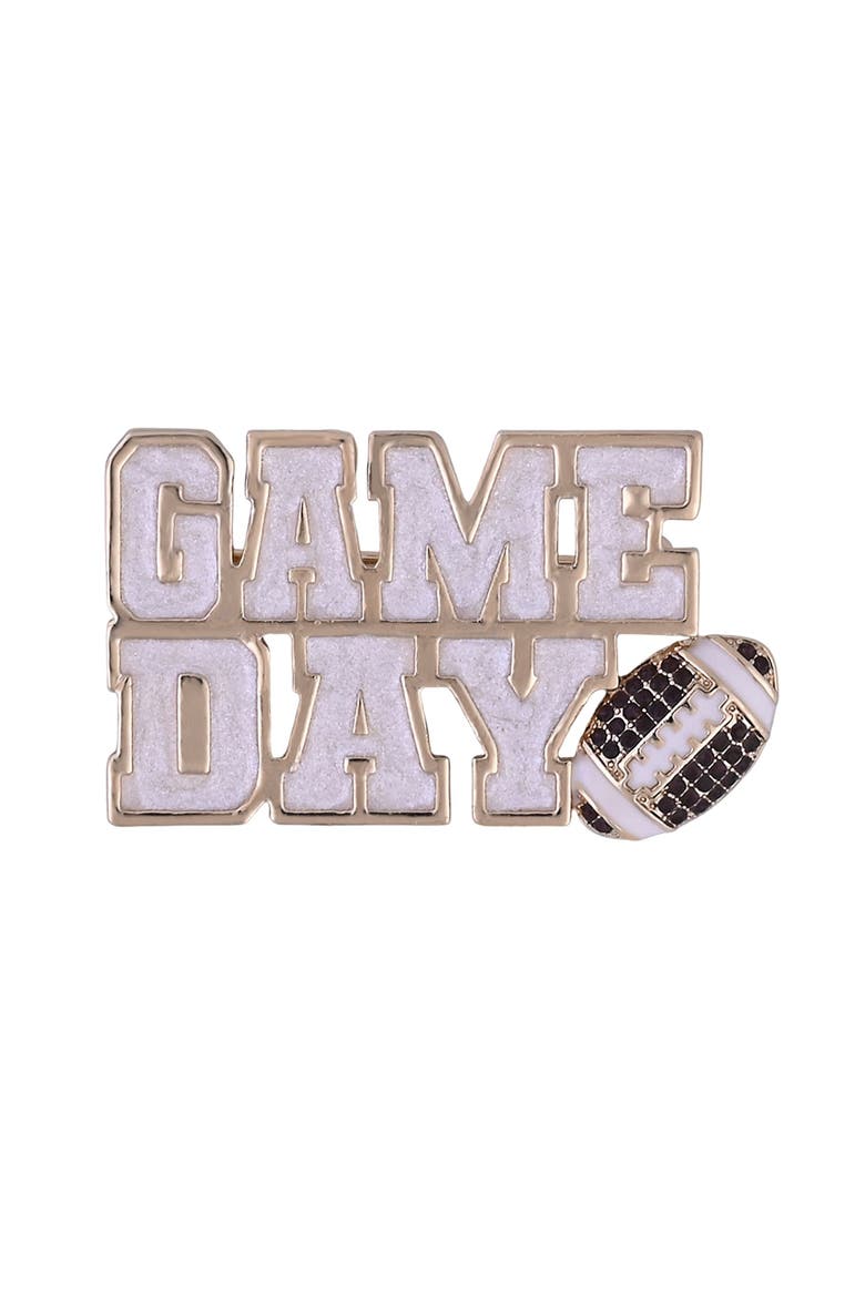 Game Day Glitter and Stone Pin, Alternate, color, Brown